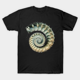 Fibonacci Sequence: Fibonacci Shell Art (on a Dark Knocked Out Background) T-Shirt